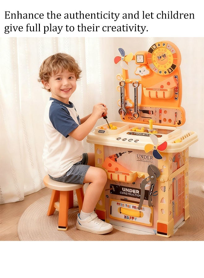 Kids Tool Bench,69cm High Kids Workbench,Pretend Play Tool Toys for Toddler, TEM Educational Assembly Building Toy with Electric Drill and Realistic Tools,Construction Tool Bench Kit Playset,Engineering Building Block Games,Children's Toy Play Workbench for 3 4 5 6 Boys and Girls - Image 3
