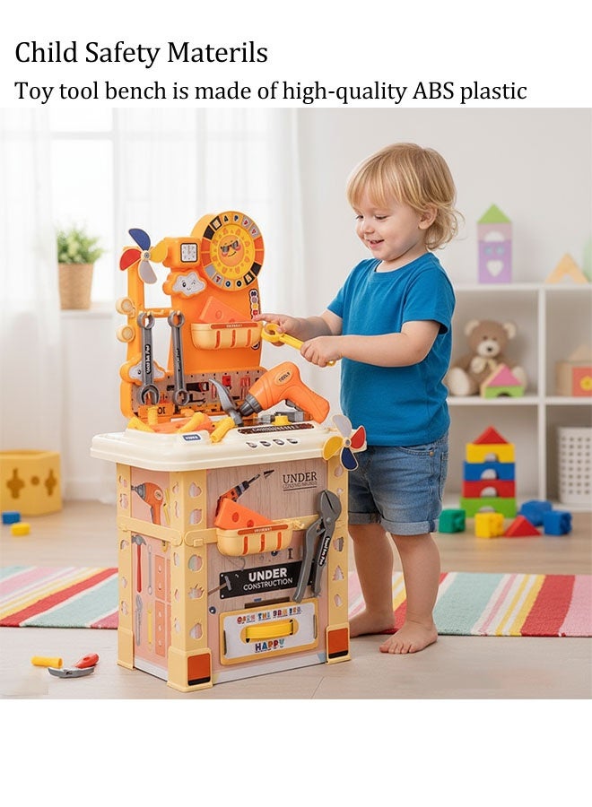 Kids Tool Bench,69cm High Kids Workbench,Pretend Play Tool Toys for Toddler, TEM Educational Assembly Building Toy with Electric Drill and Realistic Tools,Construction Tool Bench Kit Playset,Engineering Building Block Games,Children's Toy Play Workbench for 3 4 5 6 Boys and Girls - Image 4