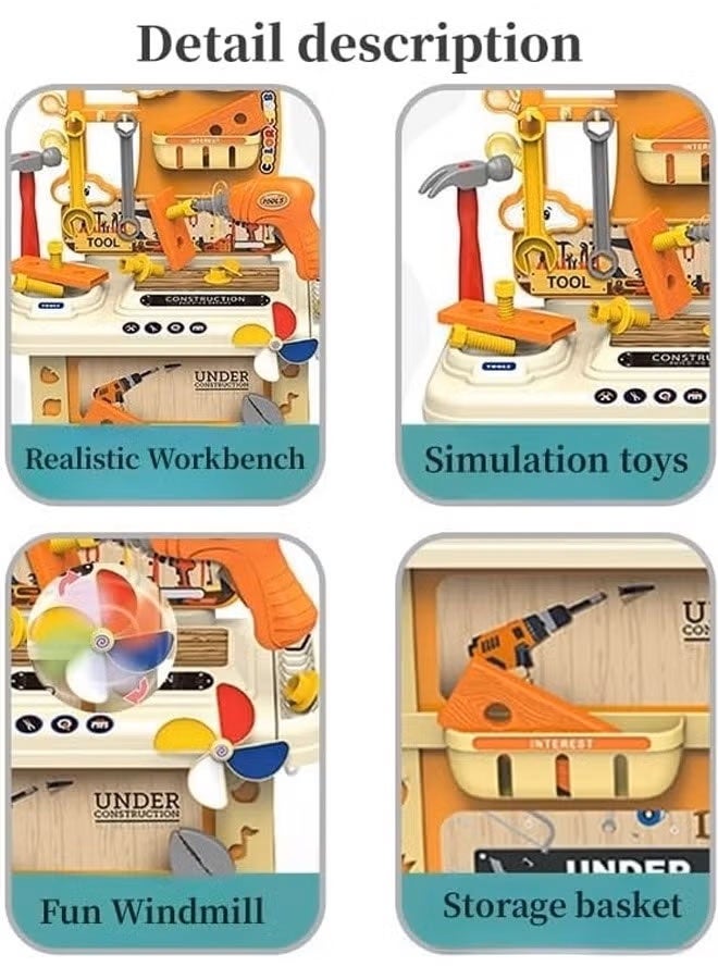 Kids Tool Bench,69cm High Kids Workbench,Pretend Play Tool Toys for Toddler, TEM Educational Assembly Building Toy with Electric Drill and Realistic Tools,Construction Tool Bench Kit Playset,Engineering Building Block Games,Children's Toy Play Workbench for 3 4 5 6 Boys and Girls - Image 5