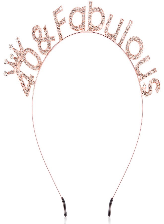SuPoo Rose Gold 40th Birthday Crown Headband 40th Birthday Decorations Women 40 & Fabulous Birthday Tiara 40 Birthday Gifts for Her 40 Year Old Party Decorations Happy Birthday Hair Accessories - Image 1