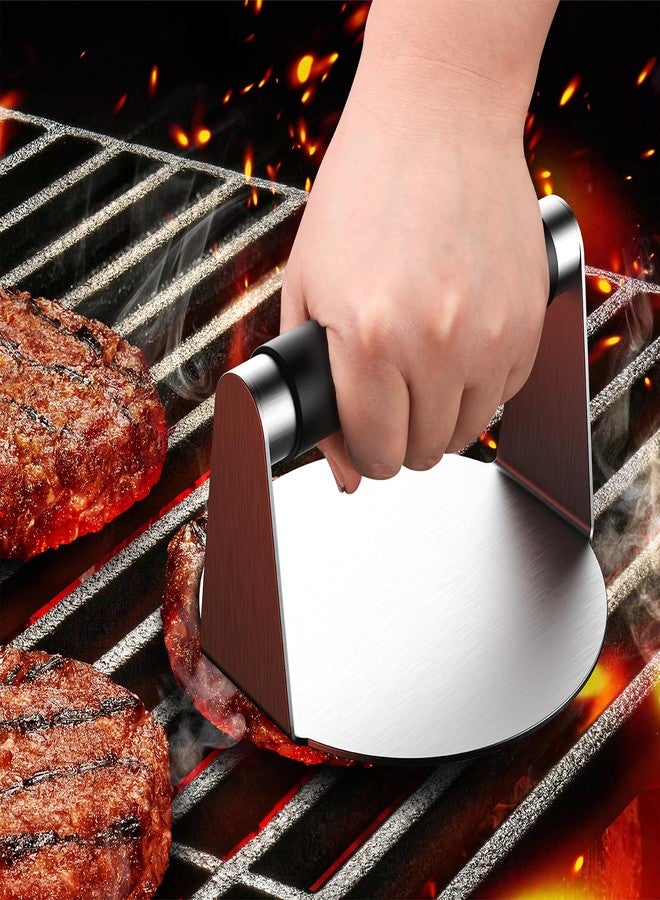 Pisol Smash Burger Press, Hamburger Smasher Tool for Griddle, Stainless Steel Ham Patty Press with Anti-Scald Handle, 5.5" Non Stick Grill Press for Smashburger, Bacon, Ground Beef, Meat, Sausage - Image 3