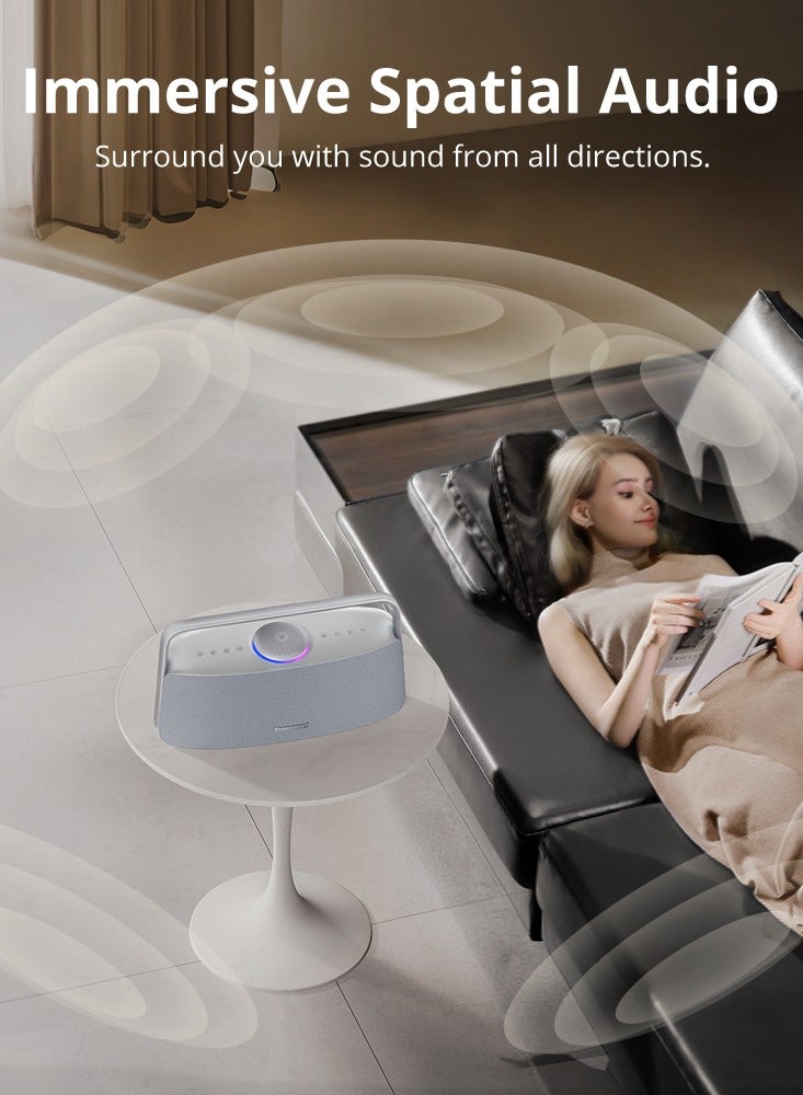 ترونسمارت مكبر صوت ترونسمارت فيتون X30 عالي الدقة بتقنية البلوتوث - مكبر صوت لاسلكي بقوة 80 واط مع تقنية LDAC، وصوت مكاني، ونظام صوتي 2.2.1، وبطارية تدوم 14 ساعة، وصوت جهير عميق، وصوت معزز بتقنية معالجة الإشارات الرقمية (DSP) للمنزل والمكتب والحفلات، مع سطح خارجي من القماش - رمادي - Image 3