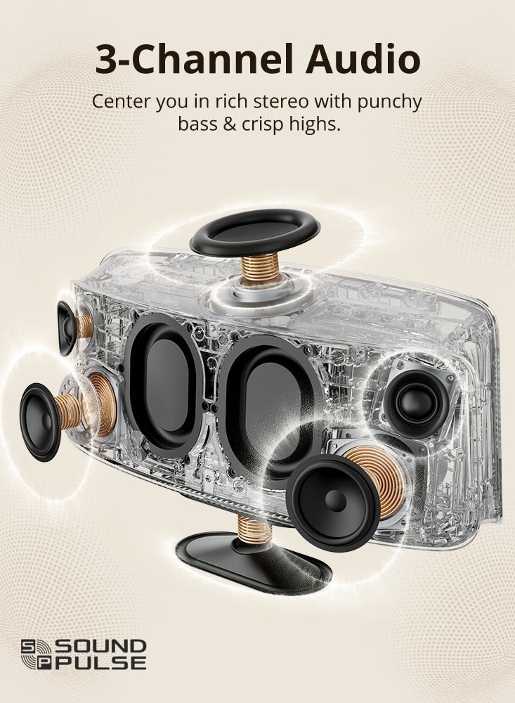 ترونسمارت مكبر صوت ترونسمارت فيتون X30 عالي الدقة بتقنية البلوتوث - مكبر صوت لاسلكي بقوة 80 واط مع تقنية LDAC، وصوت مكاني، ونظام صوتي 2.2.1، وبطارية تدوم 14 ساعة، وصوت جهير عميق، وصوت معزز بتقنية معالجة الإشارات الرقمية (DSP) للمنزل والمكتب والحفلات، مع سطح خارجي من القماش - رمادي - Image 5