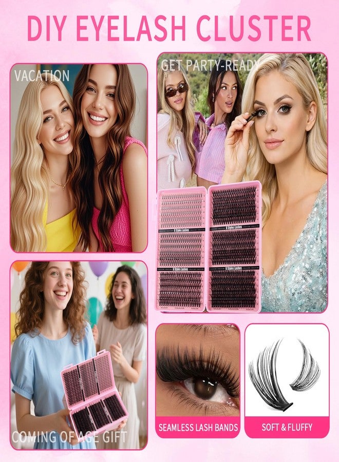CMAYOME 720PCS Lash Clusters Kit, 10D-60D Volume Wispy Fluffy Lashes, 6 Mixed Density DIY Eyelash Extensions with Bond & Seal, Remover, Tweezers, Brush for Beginners - Image 5