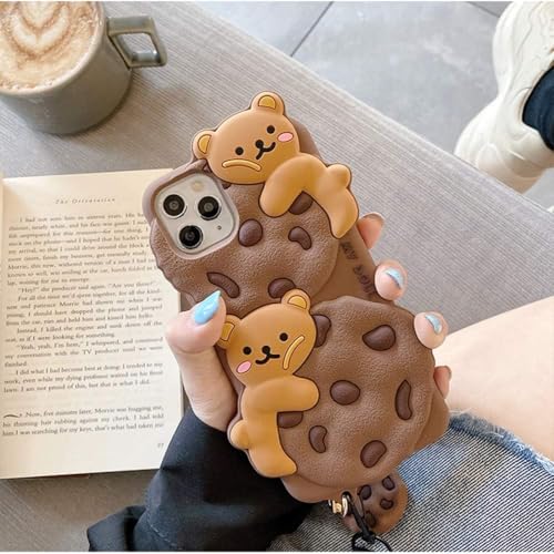 SGVAHY Case for iPhone 16 Pro Max with Strap Lanyard Keychain Cute Bear Cookie Kawaii Funny Soft Silicone Shockproof Protective Cover for Women Girls - Image 2