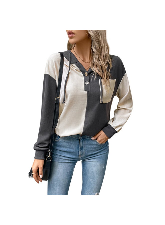 Song Feng Ya Women's Clothing Multi-color Color Block Hooded Women's Top Spring And Autumn Style - Image 5