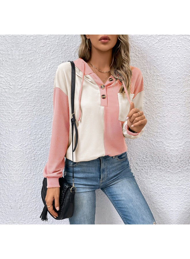Song Feng Ya Women's Clothing Multi-color Color Block Hooded Women's Top Spring And Autumn Style - Image 1