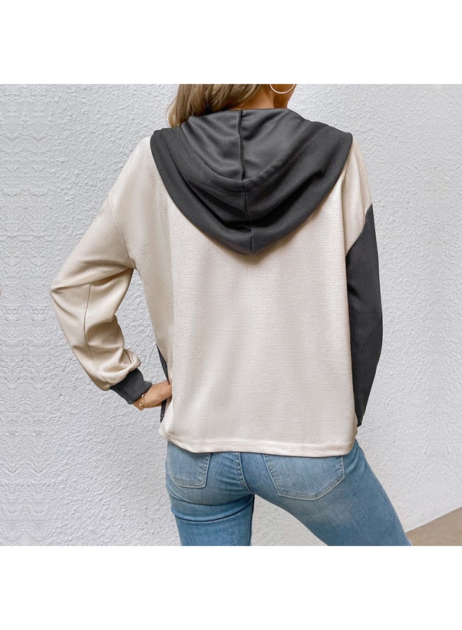 Song Feng Ya Women's Clothing Multi-color Color Block Hooded Women's Top Spring And Autumn Style - Image 4