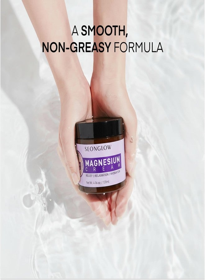 SEONGLOW Magnesium Cream for Sleep & Leg Cramps: Fast-Absorbing Lotion with Lavender & Shea Butter, promotes relaxation for kids and adults, 4.06 Fl Oz – Made in Korea - Image 3