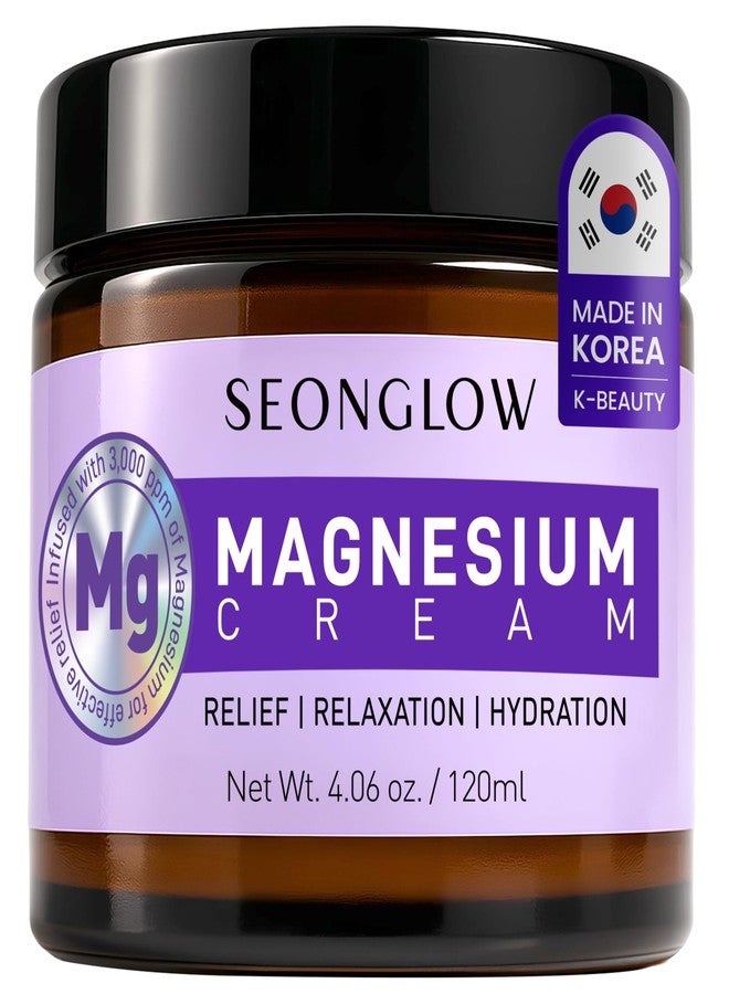 SEONGLOW Magnesium Cream for Sleep & Leg Cramps: Fast-Absorbing Lotion with Lavender & Shea Butter, promotes relaxation for kids and adults, 4.06 Fl Oz – Made in Korea - Image 1