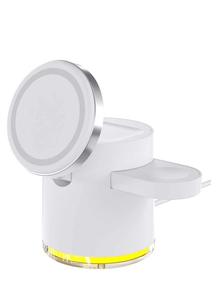 General Magnetic three in one wireless charger, foldable three in one wireless charger, suitable for mobile phone 15th generation charger (ivory white regular version)  - Image 3