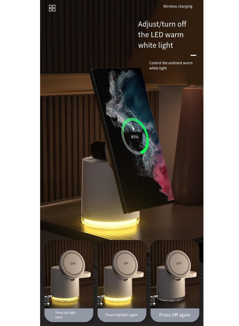 General Magnetic three in one wireless charger, foldable three in one wireless charger, suitable for mobile phone 15th generation charger (ivory white regular version)  - Image 4