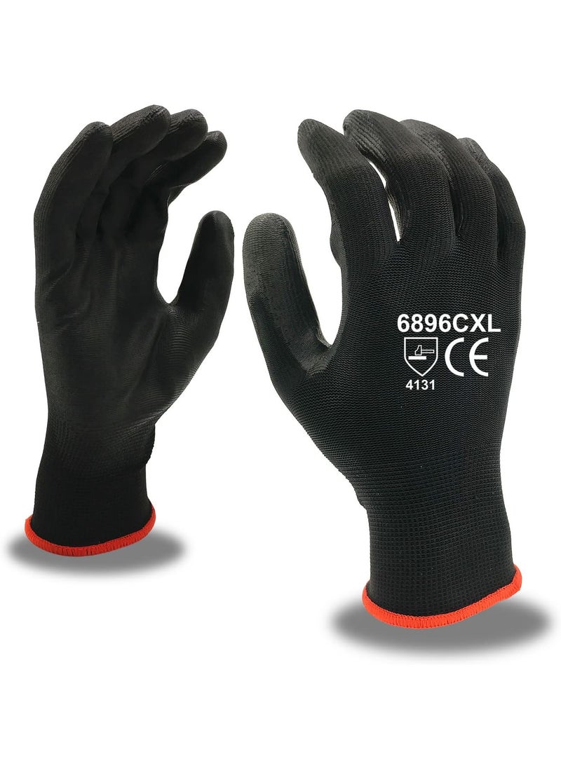 Cordova Cordova Standard Gloves 13Gauge Black Nylon Shell Black Polyurethane Palm Coating XLarge 12Pack  - Image 5