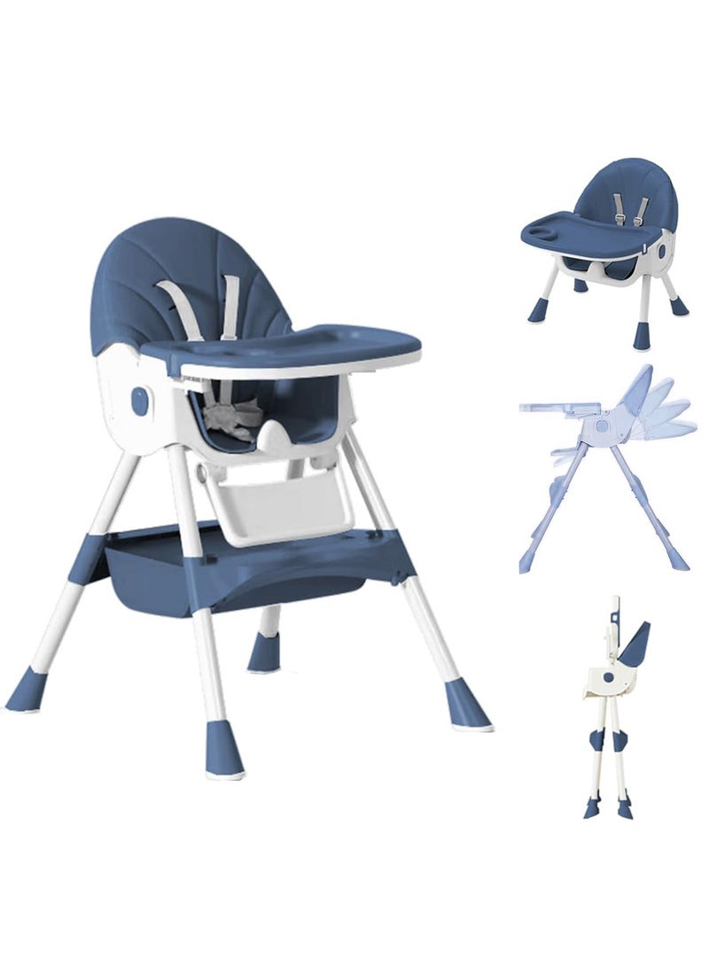 ACPLAY Convertible Baby High Chair with Adjustable Footrest, Removable Double Tray, 5-Point Safety Harness & 360° Lockable Wheels - Image 1