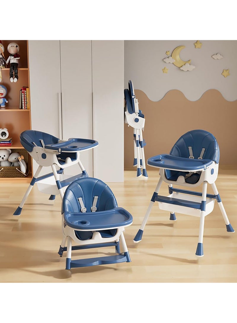 ACPLAY Convertible Baby High Chair with Adjustable Footrest, Removable Double Tray, 5-Point Safety Harness & 360° Lockable Wheels - Image 4