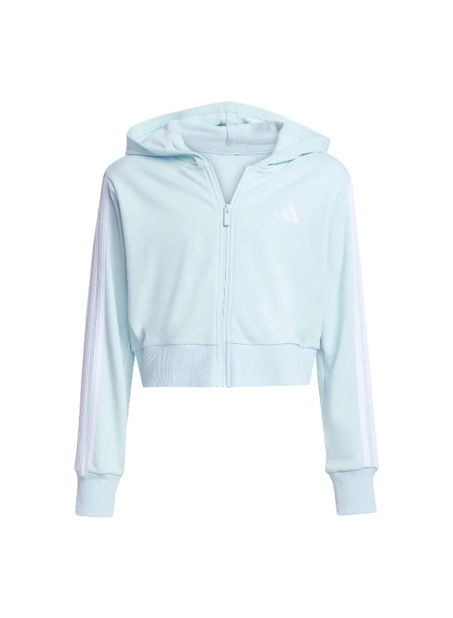 adidas Adidas Jg 3S Ft Fz Cro Turquoise Hooded Track Top Track Tops For Kids
