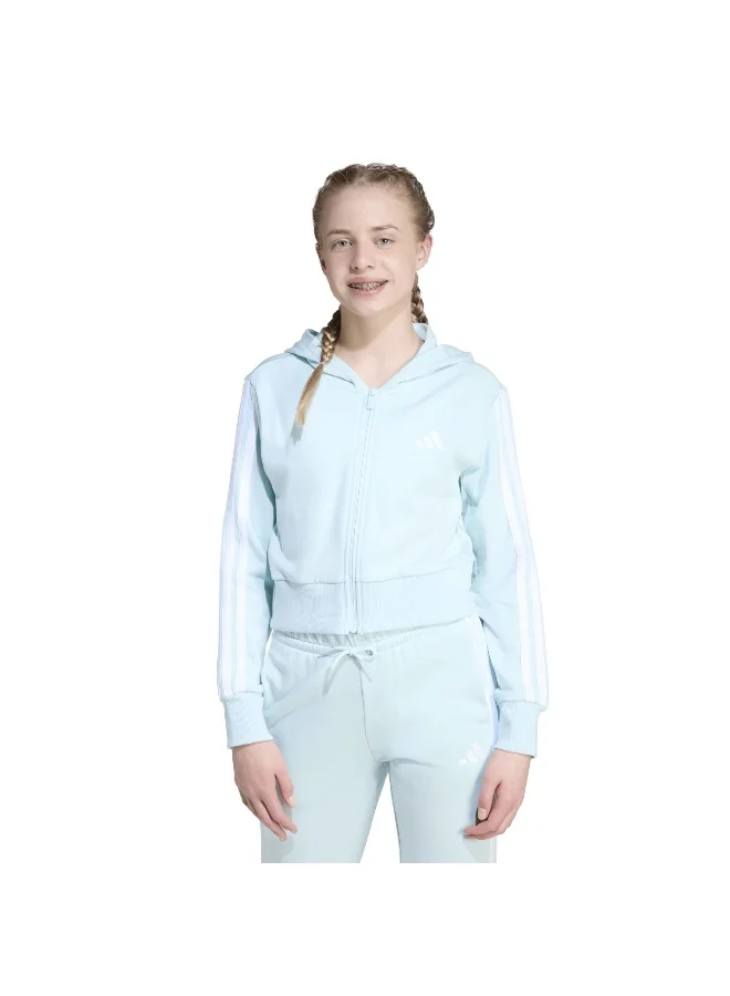 adidas Adidas Jg 3S Ft Fz Cro Turquoise Hooded Track Top Track Tops For Kids
