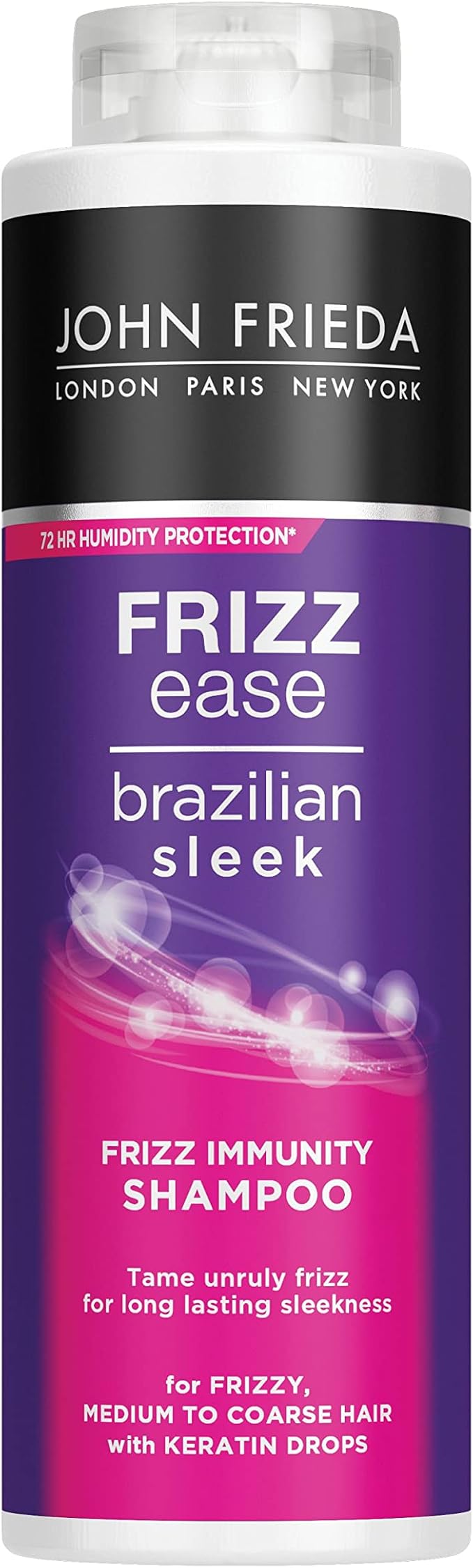 John Frieda John Frieda Frizz Ease Brazilian Sleek Frizz Immunity Smoothing Shampoo 500ml Hydrating Shampoo for Frizzy Coarse Hair  - Image 1