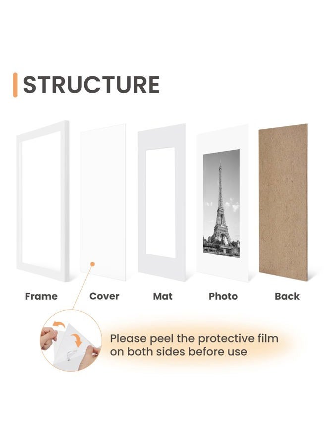upsimples 12x18 Picture Frame Set of 5,Display Pictures 11x17 with Mat or 12x18 Without Mat,Wall Gallery Photo Frames,White - Image 3