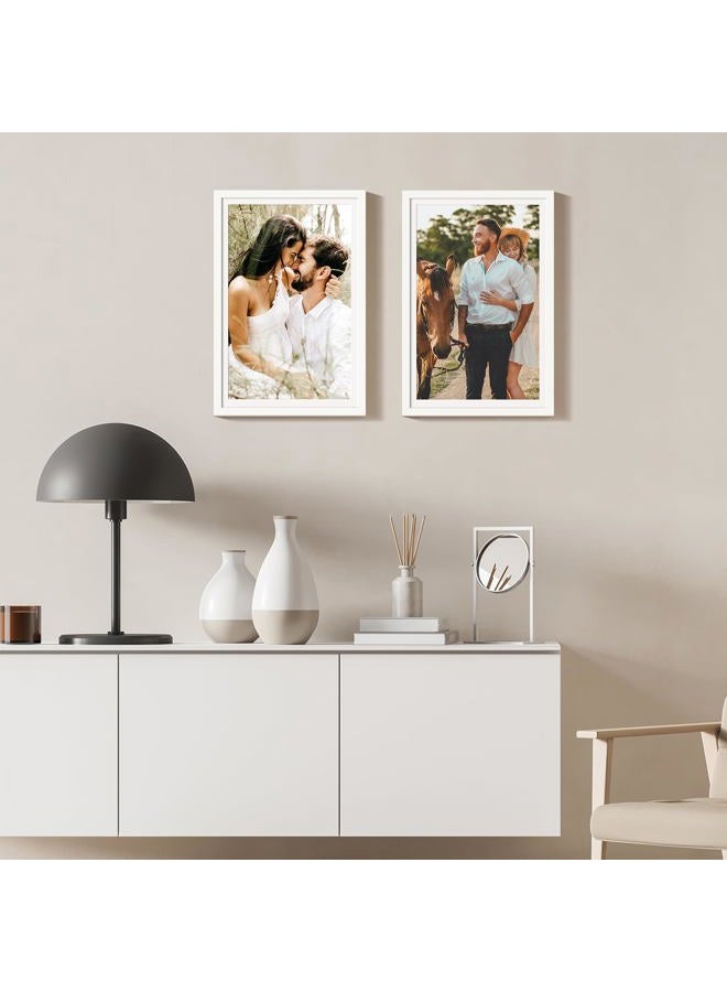 upsimples 12x18 Picture Frame Set of 5,Display Pictures 11x17 with Mat or 12x18 Without Mat,Wall Gallery Photo Frames,White - Image 2