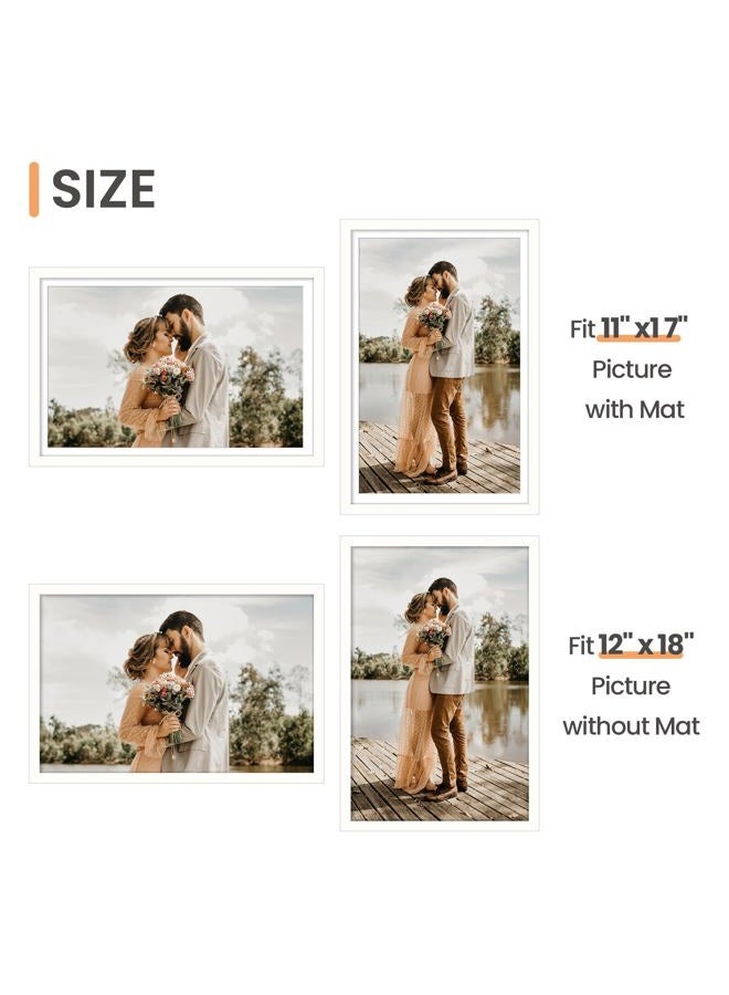 upsimples 12x18 Picture Frame Set of 5,Display Pictures 11x17 with Mat or 12x18 Without Mat,Wall Gallery Photo Frames,White - Image 5