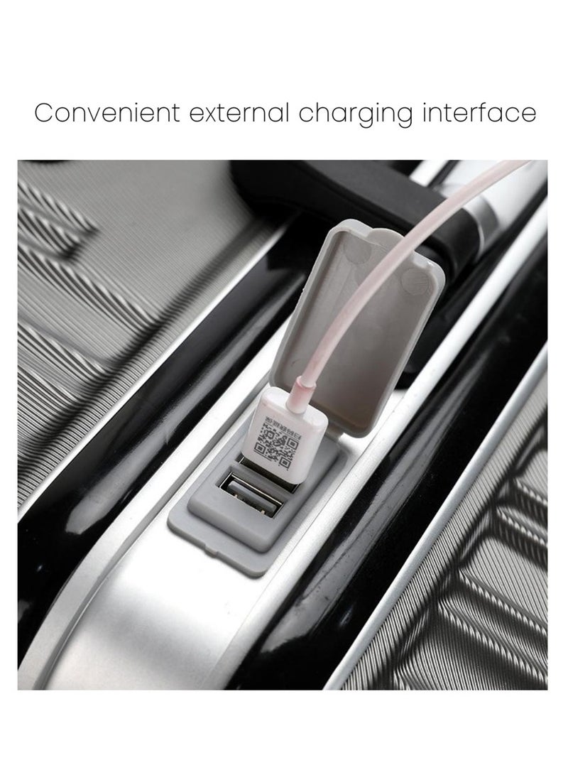 24 Inch Travel Luggage Carry On Luggage with 360° Spinner Wheels, Aluminum Framed Carry On Suitcase with USB Charging Port Fashion Trolley Luggage (Silver)  - Image 5