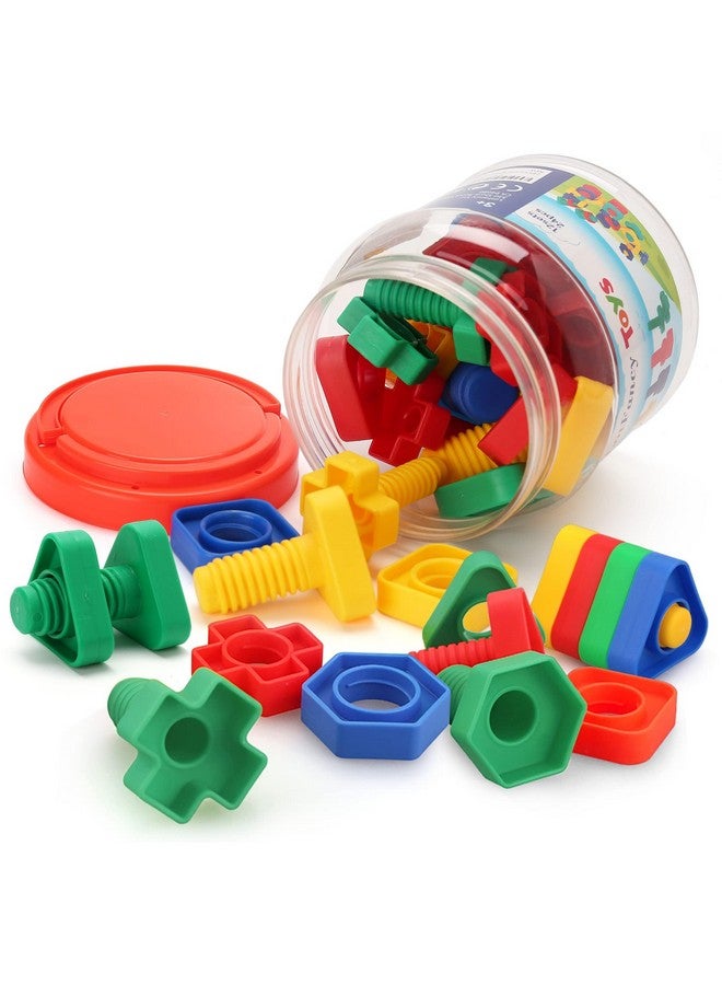 LotFancy Nuts And Bolts, 24Pcs Fine Motor Skills Occupational Therapy Toys For Kids, Shapes And Colors Matching Toys, Montessori Building Construction Game With Storage Box For Baby And Toddlers - Image 1