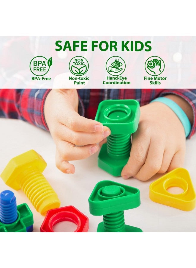LotFancy Nuts And Bolts, 24Pcs Fine Motor Skills Occupational Therapy Toys For Kids, Shapes And Colors Matching Toys, Montessori Building Construction Game With Storage Box For Baby And Toddlers - Image 4