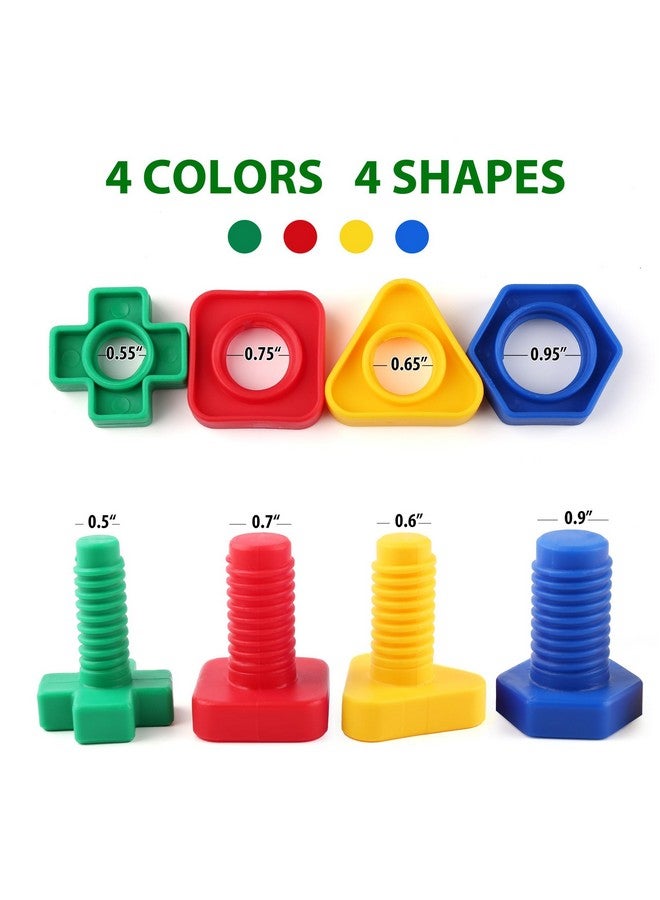 LotFancy Nuts And Bolts, 24Pcs Fine Motor Skills Occupational Therapy Toys For Kids, Shapes And Colors Matching Toys, Montessori Building Construction Game With Storage Box For Baby And Toddlers - Image 2
