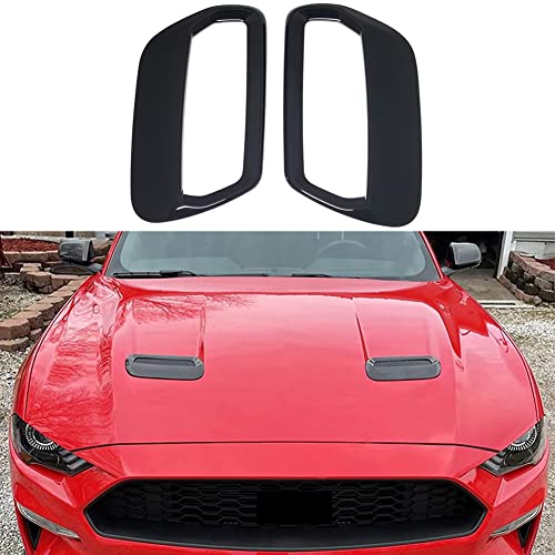 Kolya Glossy Black Exterior Hood Vent Air Outlet Cover Trim for Ford Mustang Accessories 2018 2019 2020 2021 2022 2023 (Not for Shelby Model) - Image 1