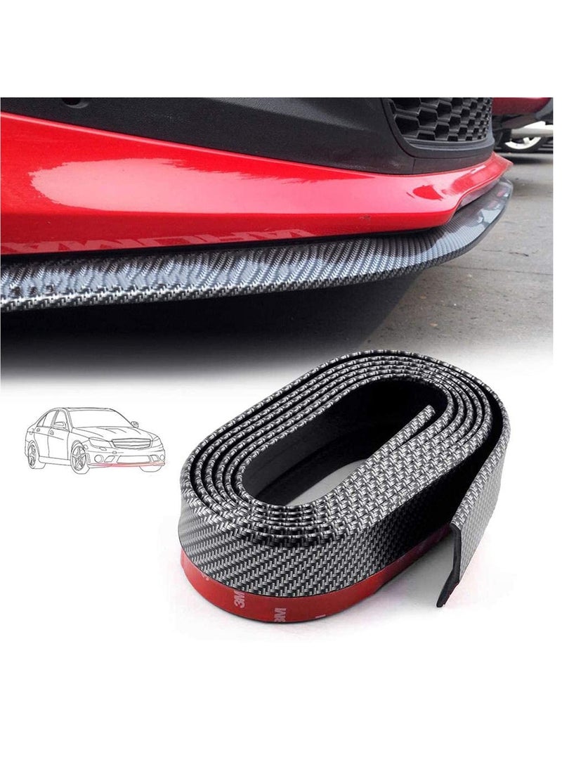 Front Bumper Spoiler 2.5M Universal Carbon Fiber Car Front Bumper Sticker Lip Rubber Skirt Protector For Cars Trucks Decoration Suitable for All Models, Protection Splitter Spoiler - Image 1
