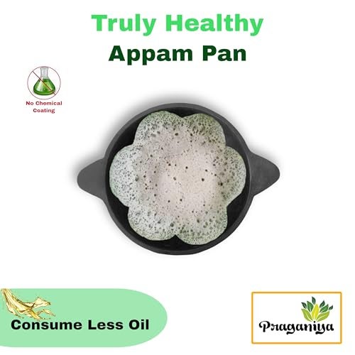 PRAGANIYA Cast Iron Appachatti/Appam Pan 100% Pure & Toxin-Free (Pre-Seasoned) (7 INCH APPAM PAN with Oil Spreader) - Image 4