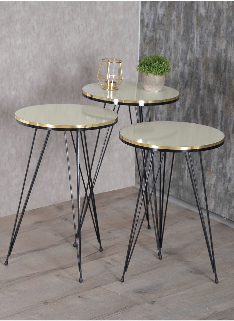 DANTA HOME Side Service Tables Of 3 Pieces For An Elegant And Ideal Home Suitable To Be Placed Next To The Sofa - Beige \ Black  - Image 3