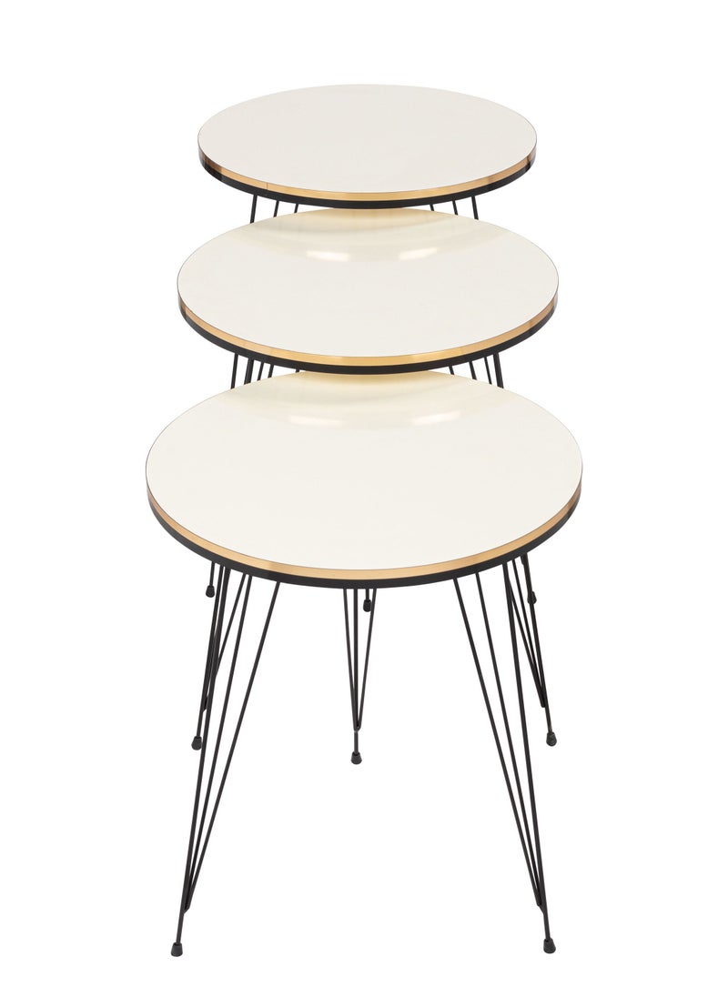 DANTA HOME Side Service Tables Of 3 Pieces For An Elegant And Ideal Home Suitable To Be Placed Next To The Sofa - Beige \ Black  - Image 4
