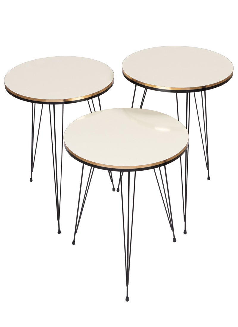 DANTA HOME Side Service Tables Of 3 Pieces For An Elegant And Ideal Home Suitable To Be Placed Next To The Sofa - Beige \ Black  - Image 1