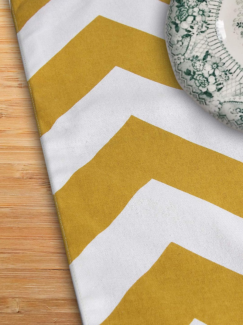 Dekor World Chevron Printed Yellow Table Runner (33x240cm) (Pack of 1)-8 Seater Dinning & Center Table - Image 5