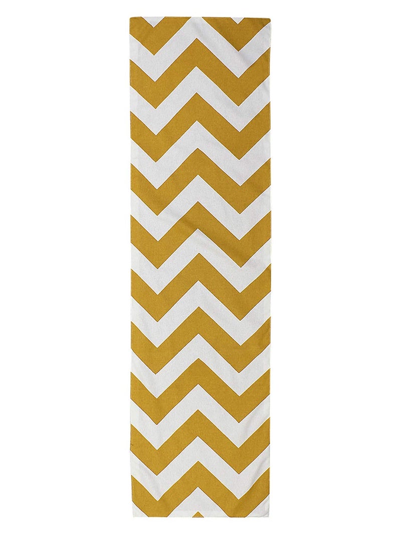 Dekor World Chevron Printed Yellow Table Runner (33x240cm) (Pack of 1)-8 Seater Dinning & Center Table - Image 3