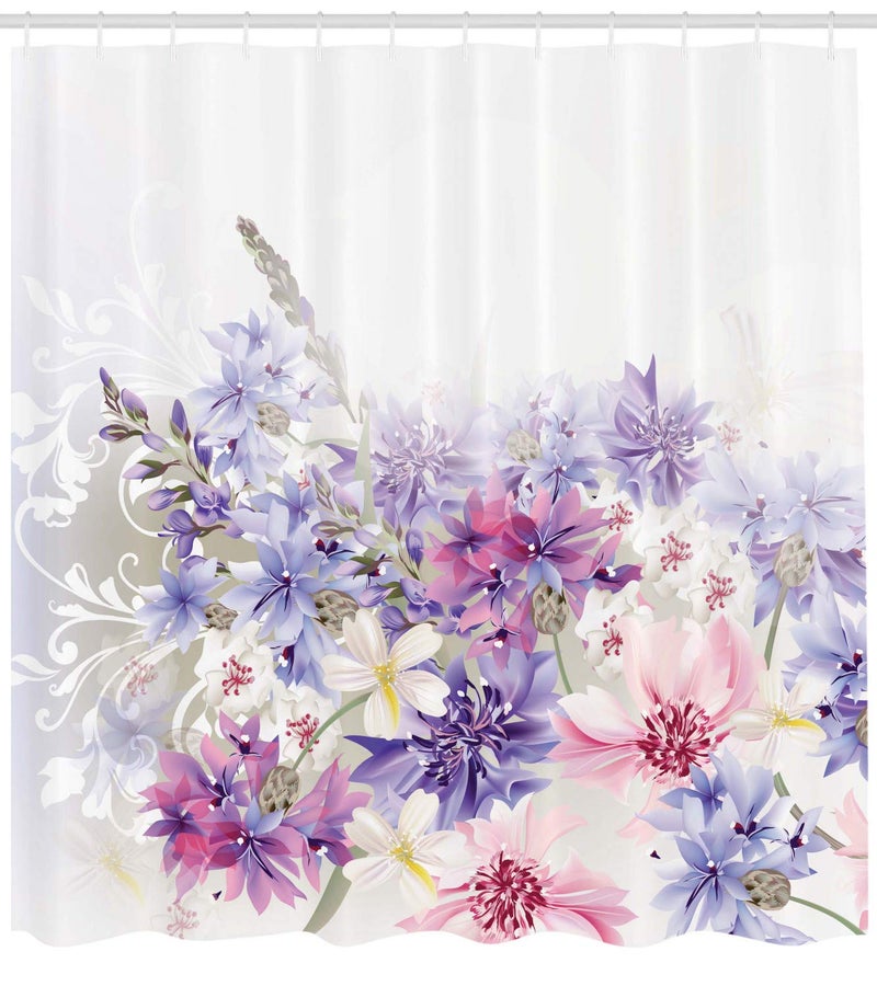 أمبيسون Ambesonne Lavender Surtain Stain Pastel Cornflowers Bridal Classic Descor - Image 2