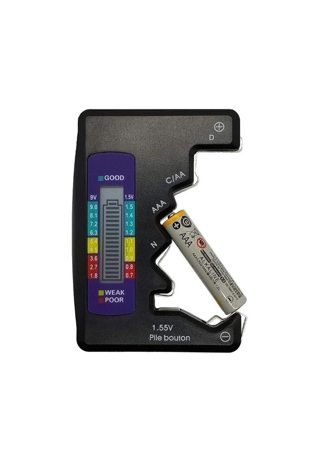 Generic Digital Battery Tester LCD Display AA/AAA/9V/1.5V Button Cell Battery Capacity Check Detector Capacitance Diagnostic Tool 