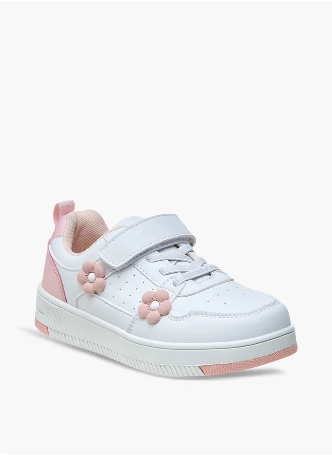 Flora Bella By Shoexpress Floral Accent Sneakers with Hook and Loop Closure