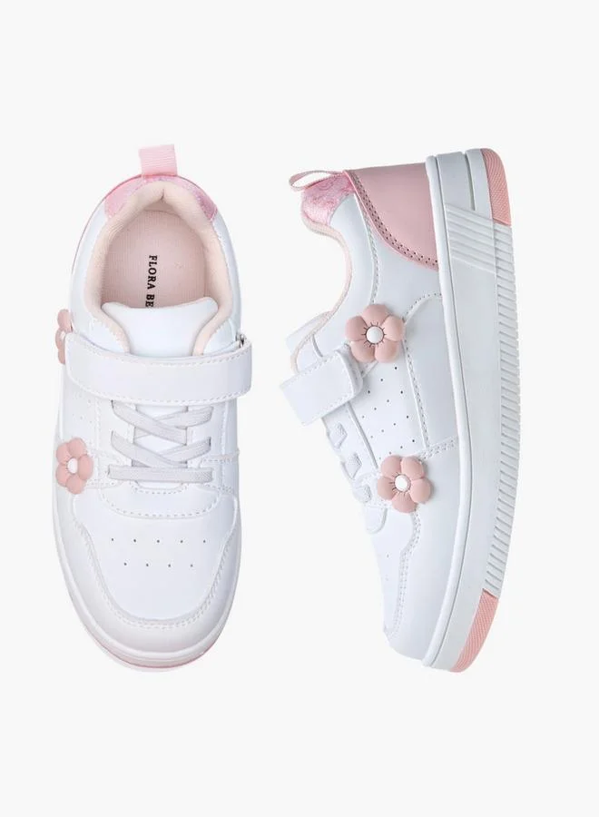 Flora Bella By Shoexpress Floral Accent Sneakers with Hook and Loop Closure