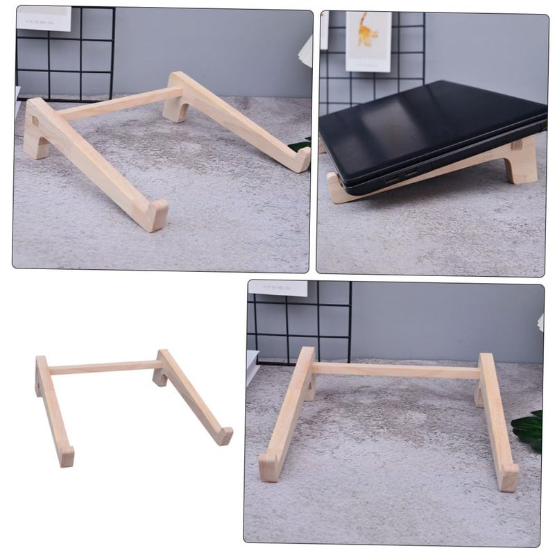 Ergonomic Solid Wood Laptop Stand Swivel Riser For Desk Office Computer Tablet - Image 4