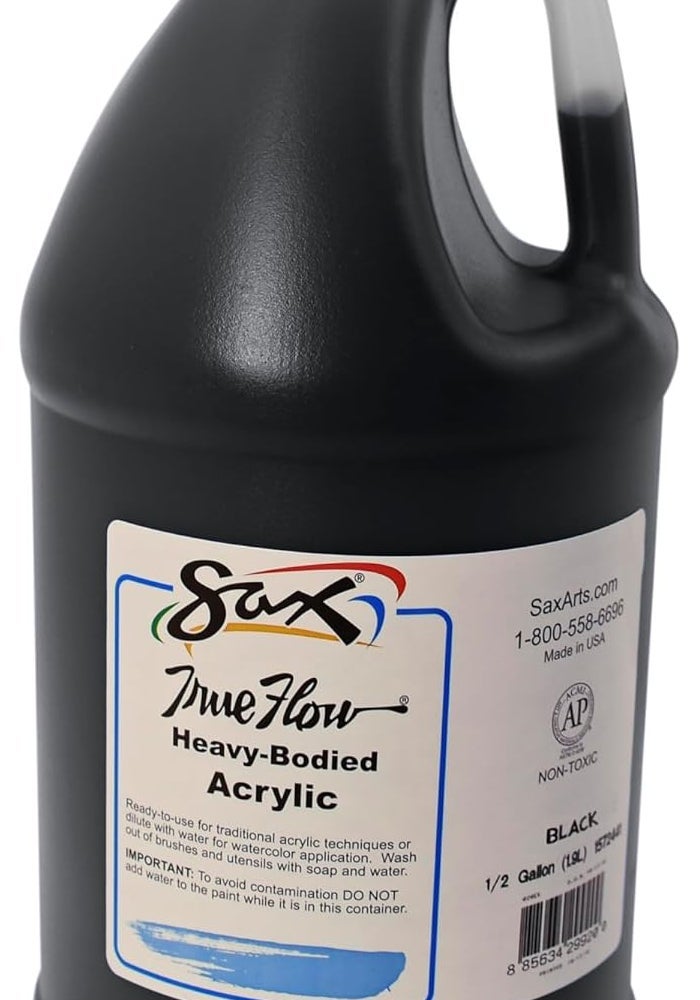 Sax True Flow Heavy Body Acrylic Paint, 1/2 Gallon, Mars Black - 64.2 Fl Oz - Image 1