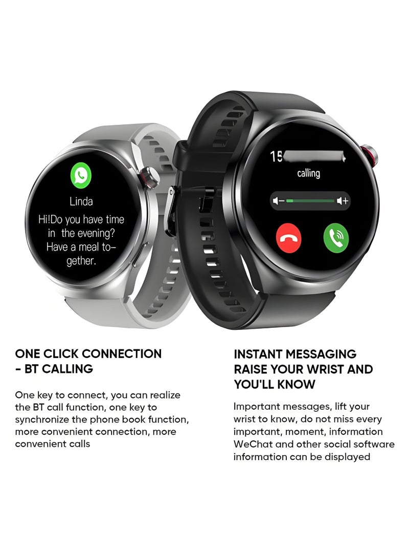 ساعة ذكية V19 PRO دائرية، ساعة لياقة بدنية مقاومة للماء، مكالمات بلوتوث، متوافقة مع Android و IOS، شاشة TFT، مراقبة معدل ضربات القلب، لون أسود - Image 3