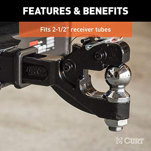 CURT 48012 Pintle Hitch with 2-5/16-Inch Trailer Ball, Fits 2-1/2-Inch Receiver, 20,000 lbs, 15-Inch Length - Image 4