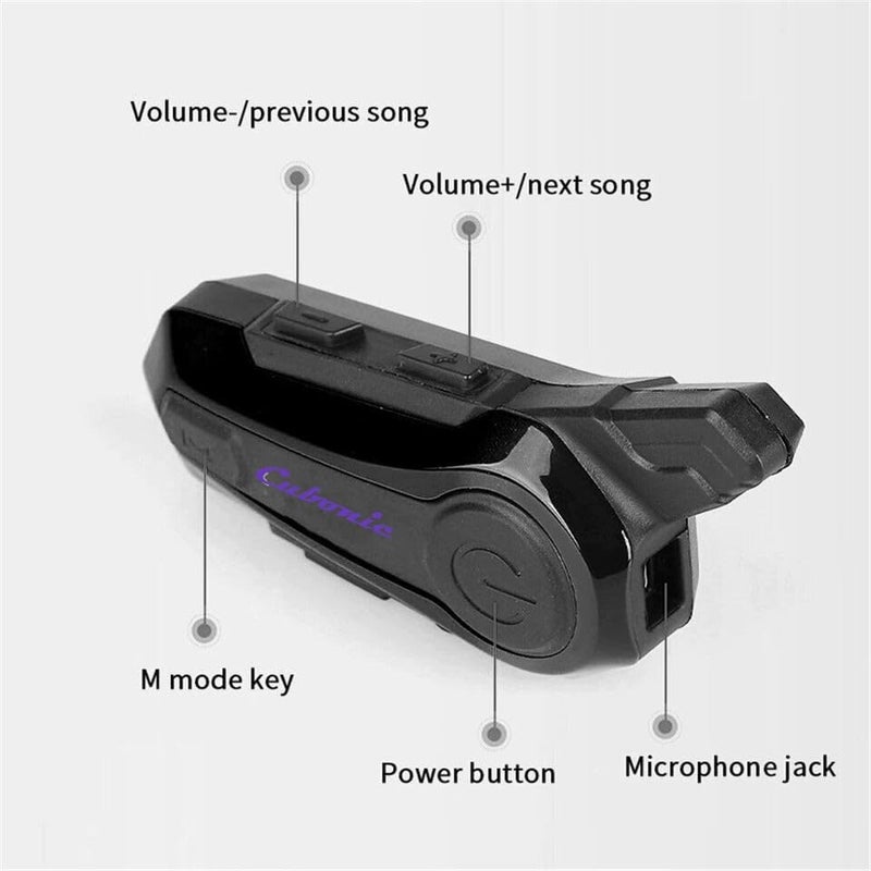 Cubonic E1 Motorcycle Bluetooth On Ear Helmet Headset with CVC Noise Cancellation Stereo Music IPX6 Waterproof for Full face Helmet - Image 4