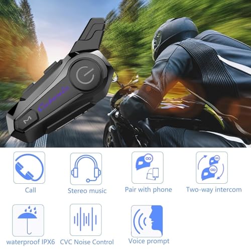 Cubonic E1 Motorcycle Bluetooth On Ear Helmet Headset with CVC Noise Cancellation Stereo Music IPX6 Waterproof for Full face Helmet - Image 2