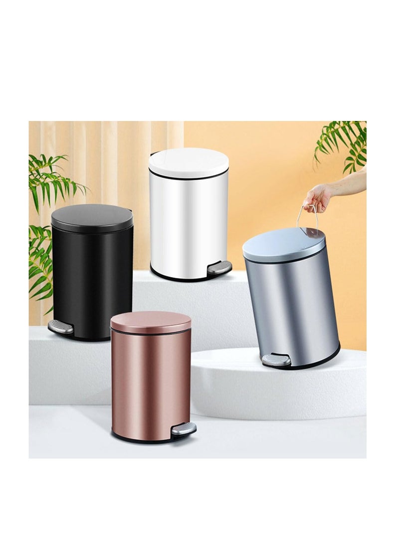 Generic - Stainless Steel Double Layer Dustbin with Pedal and Lid For Bathroom Kitchen,Silent Lidded Trash Bin,Fingerprint-Proof Modern Garbage Can, Round Bucket with Handle for Home Office (Black, 12L) - Image 1