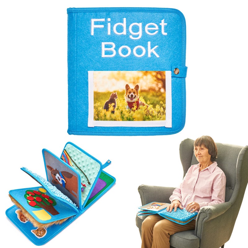 ODOXIA Fidget Book for Elderly Fidget Blanket for Dementia Dementia Products for Elderly Gift and Activities for Seniors with Alzheimers Sensory Fidget Book - Image 2