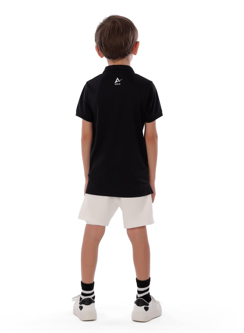 Boys' Black Polo Shirt – Comfortable, Breathable Design